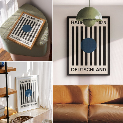 Affisch Svarta linjer, beige bakgrund, marinblå, modern känsla