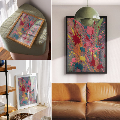 Hållbar väggposter Fläckar i färgerna gul rosa turkos