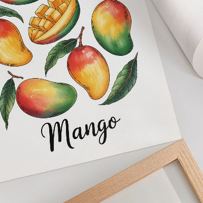 Dekorativ väggaffisch Exotisk mango gröna blad illustration stil