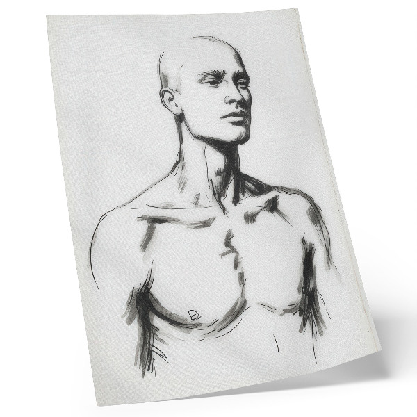 Poster Svartvit teckning av en mansfigur