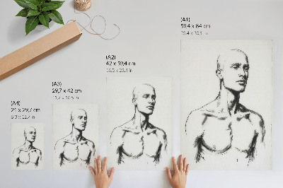 Poster Svartvit teckning av en mansfigur