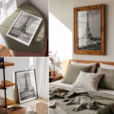 Hållbar väggposter elegant eiffeltornet i modernt grått perspektiv
