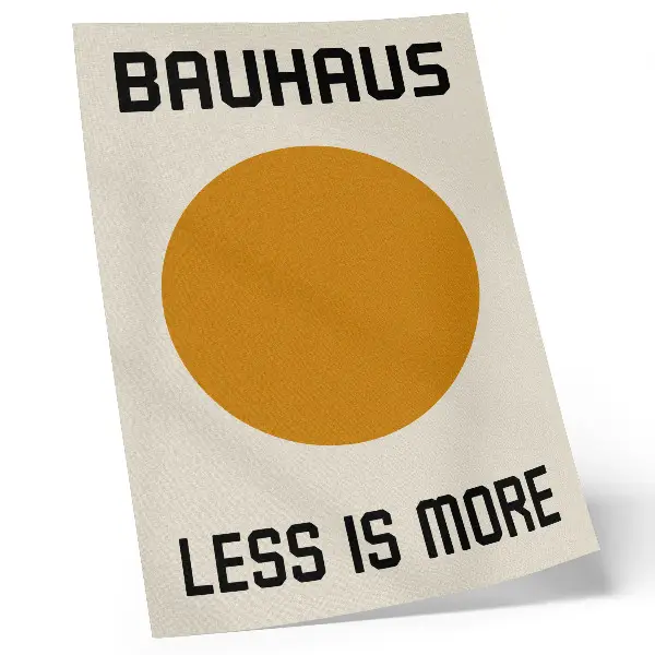 Dekorativ väggaffisch med minimalistiskt cirkelmotiv och gräddfärgad bakgrund i Bauhaus-stil
