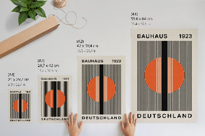 Dekorativ väggaffisch Geometriskt motiv med svart och orange kontrast