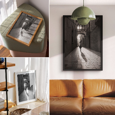 Dekorativ väggaffisch Svartvitt fotografi av en gata med arkitektur