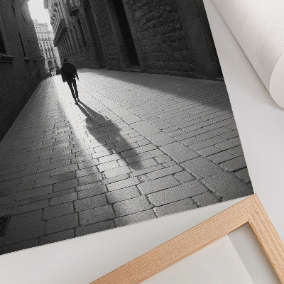 Dekorativ väggaffisch Svartvitt fotografi av en gata med arkitektur