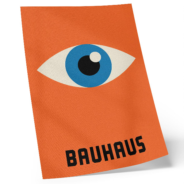 Poster Öga i geometriska former på en orange bakgrund