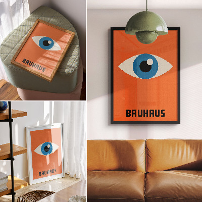 Poster Öga i geometriska former på en orange bakgrund