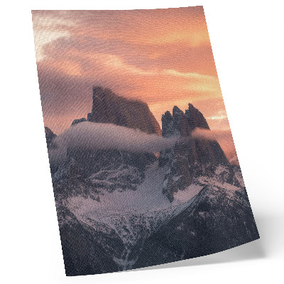 Poster Solnedgången berg dimma harmoni mysterium