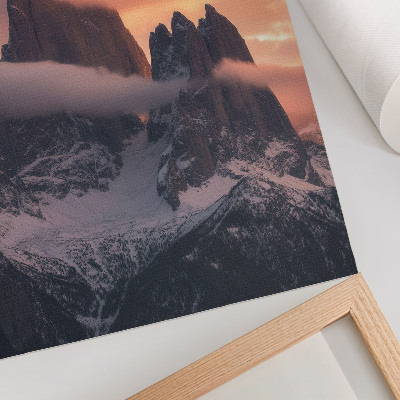 Poster Solnedgången berg dimma harmoni mysterium