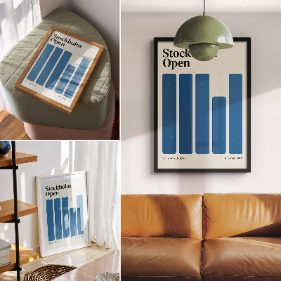 Dekorativ väggaffisch Minimalistisk grafik med blå rektanglar