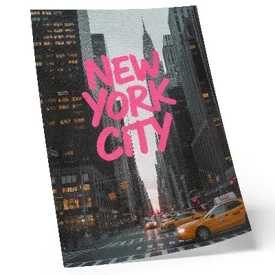 Poster skyskrapor i modern stil med rosa detaljer