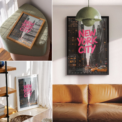 Poster Skyskrapor modernitet rosa accent
