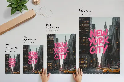 Poster skyskrapor i modern stil med rosa detaljer