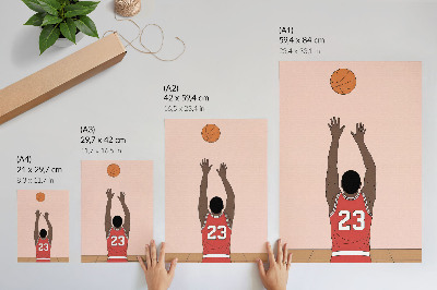 Hållbar väggposter Pastellrosa basketspelare med en boll i flykt