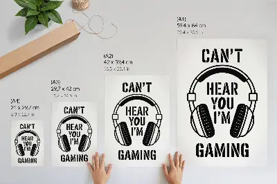 Poster med texten hörlurar i modern stil med stark kontrast