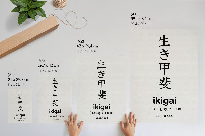 Hållbar väggposter Svartvita japanska tecken elegans visdom