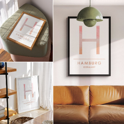 Poster Minimalistiska bokstaven H moderna detaljer pastellfärger