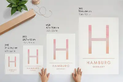 Poster minimalistisk bokstav H med moderna detaljer i pastellfärger