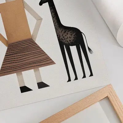 Hållbar väggposter geometrisk giraff med enkel och stilren design