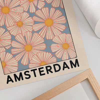 Poster Retrostil med ljusa färger och blommotiv