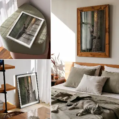 Hållbar väggposter med realistiskt motiv av en björn i skogen