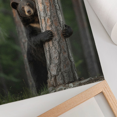 Hållbar väggposter Björn i skogen realistisk komposition