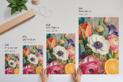 Poster Blommor fulla av liv och färg utan kommatecken