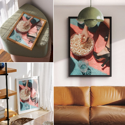 Hållbar väggposter Färgglad matta popcornglas elegant figur