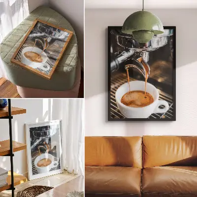 Väggaffisch uttrycksfull drink i vit kopp med modern stil