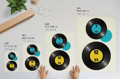 Affisch Moderna vinylskivor gul turkos