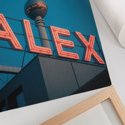 Hållbar väggposter Torn neon stad kväll kontrast himmel