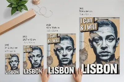 Väggaffisch med gatumotiv ansikte med motiverande text