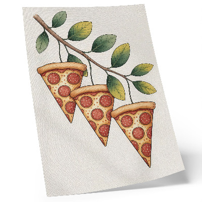 Hållbar väggposter Pizzaskivor på en trädgren i glada färger