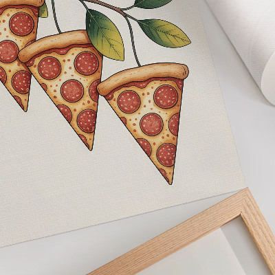 Hållbar väggposter Pizzaskivor på en trädgren i glada färger