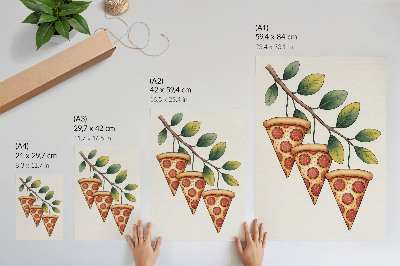 Hållbar väggposter Pizzaskivor på en trädgren i glada färger