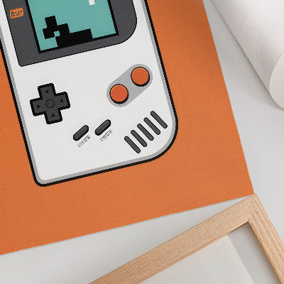 Dekorativ väggaffisch Retro konsol pixel skärm orange bakgrund
