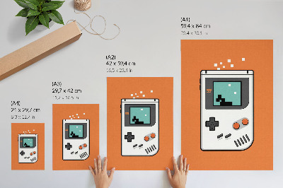Dekorativ väggaffisch Retro konsol pixel skärm orange bakgrund