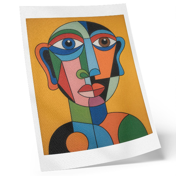 Hållbar väggposter Geometriskt porträtt i livfulla färger i modern stil