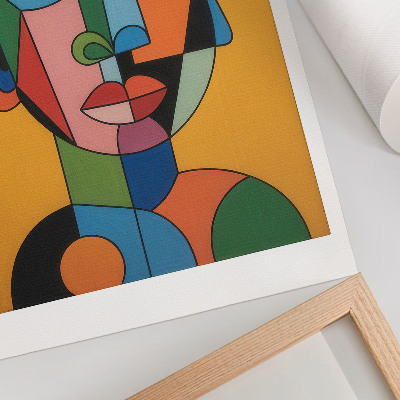 Hållbar väggposter Geometriskt porträtt i livfulla färger i modern stil