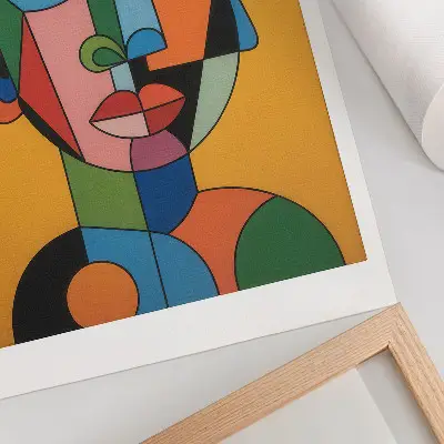 Hållbar väggposter geometriskt porträtt i modern stil och livfulla färger