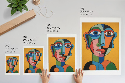 Hållbar väggposter Geometriskt porträtt i livfulla färger i modern stil
