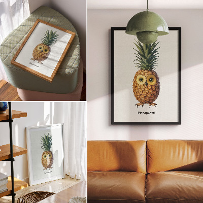 Poster En fantasifull kombination av ananas och uggla