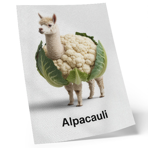 Affisch En ovanlig kombination av alpacka och blomkål