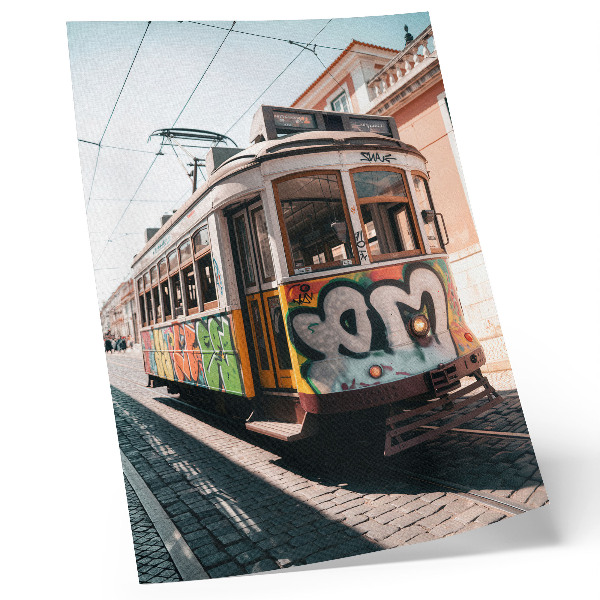 Dekorativ väggaffisch Spårvagnsgraffiti urban gatuarkitektur