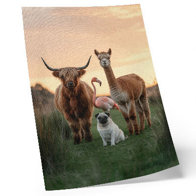 Poster Djur mot bakgrund av en solnedgång, naturens harmoni