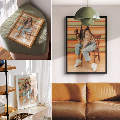 Hållbar väggposter Retroinspiration positiva vibbar horisontella ränder