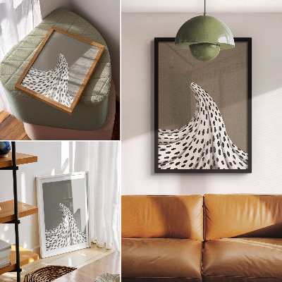 Dekorativ väggaffisch Svarta prickar beige bakgrund minimalistiskt mönster