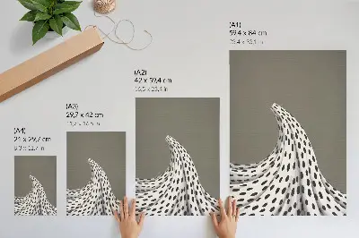Dekorativ väggaffisch med minimalistiskt mönster av svarta prickar på beige bakgrund