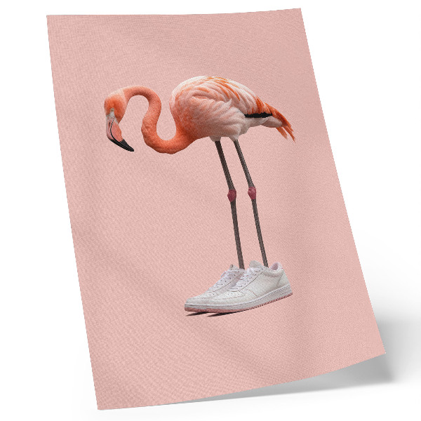Poster Flamingo rosa sportskor rosa bakgrund